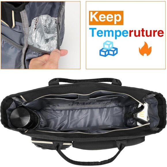 BlackMiddle Size Computer Messenger Laptop Tote with 15.6'' Padded Laptop Sleeve - Picture 4 of 6